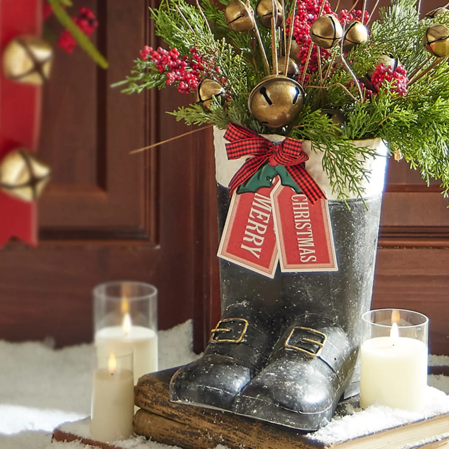 Raz 11.5" Merry Christmas Santa Boot Container Christmas Decoration 4312337