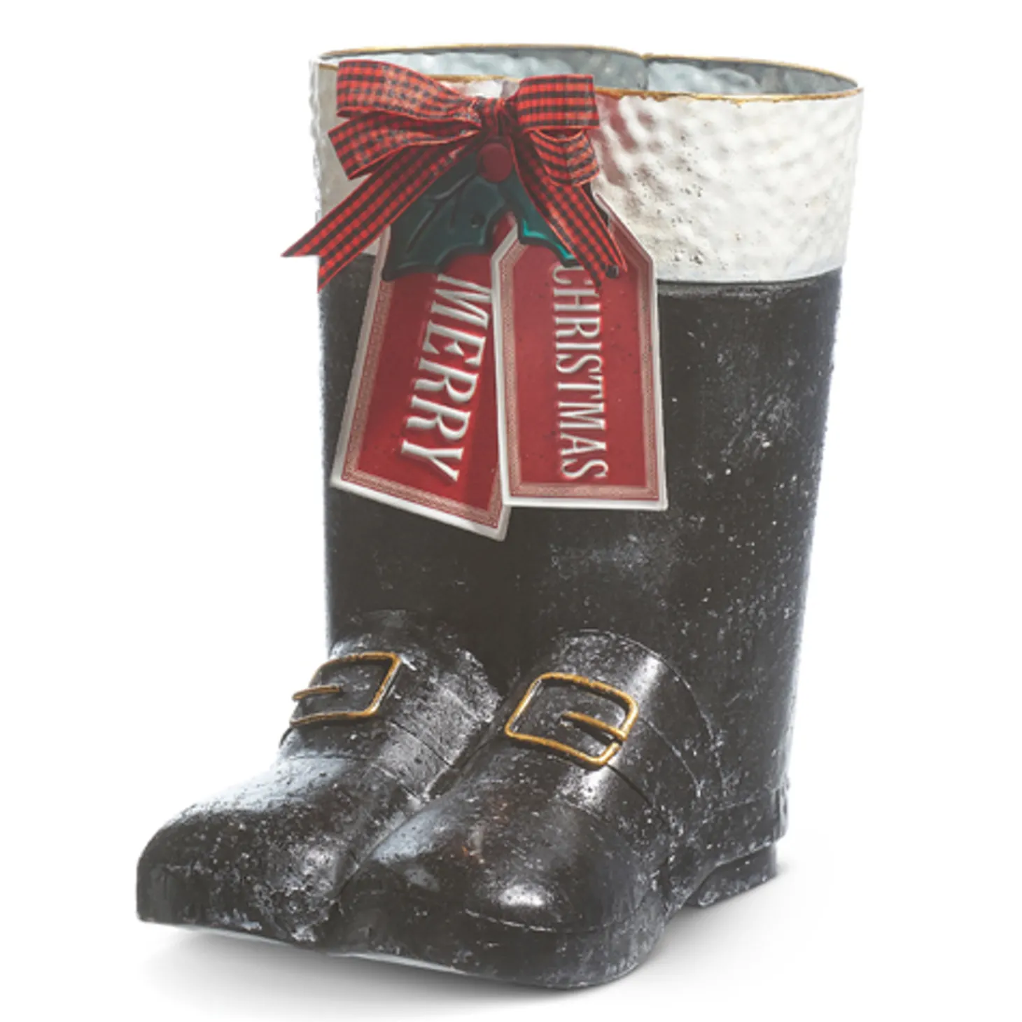 Raz 11.5" Merry Christmas Santa Boot Container Christmas Decoration 4312337
