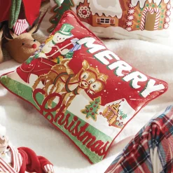 Raz 14" Merry Christmas Vintage Christmas Pillow 4245544