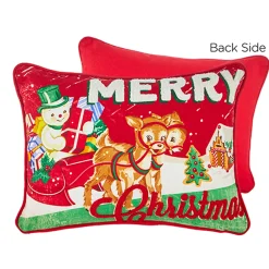 Raz 14" Merry Christmas Vintage Christmas Pillow 4245544