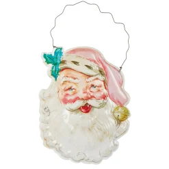 Raz 8" Metal Embossed Santa Face Christmas Ornament 4111268