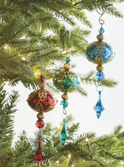 Raz 8" Metal Filigree With Drop Glass Christmas Ornament 4122811