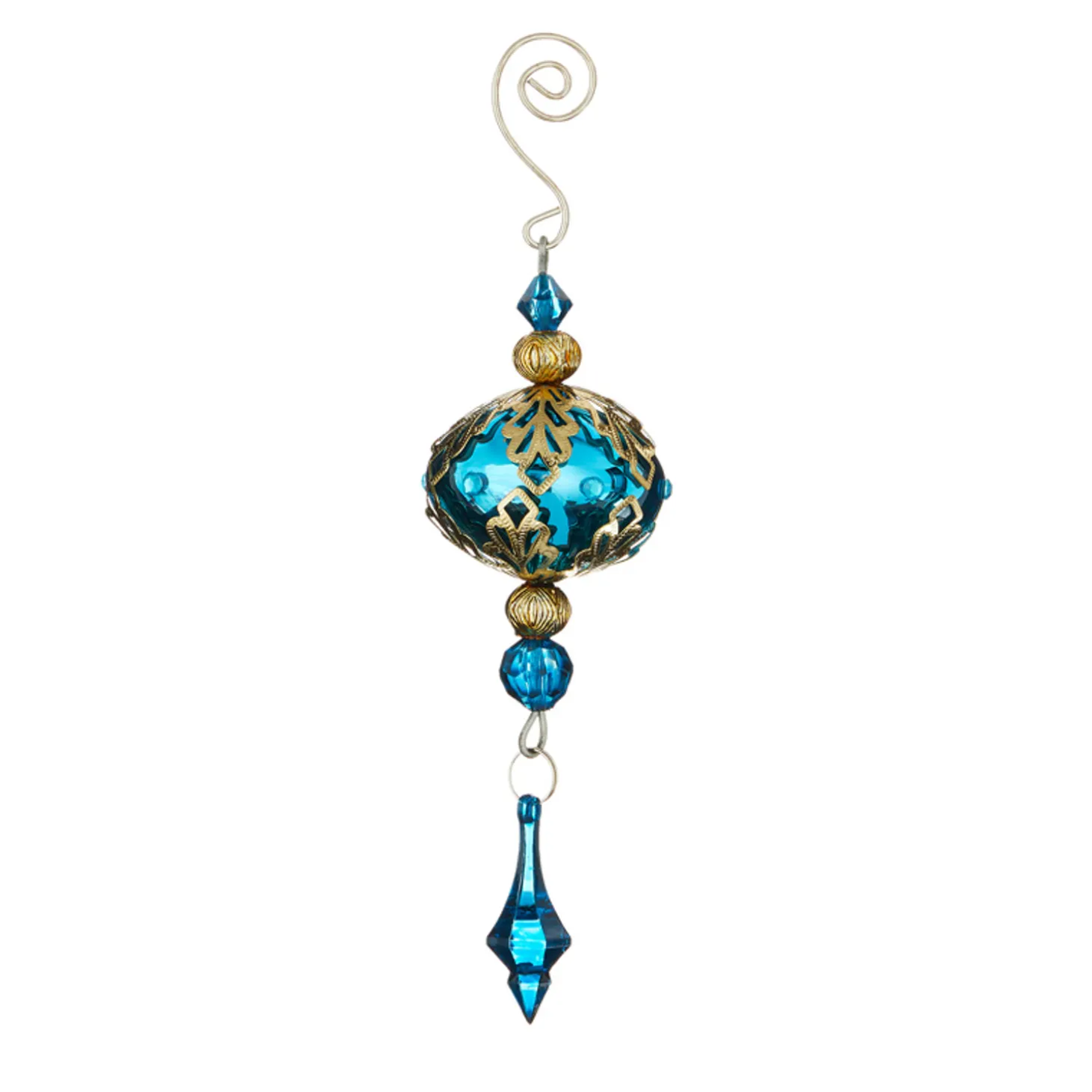 Raz 8" Metal Filigree With Drop Glass Christmas Ornament 4122811