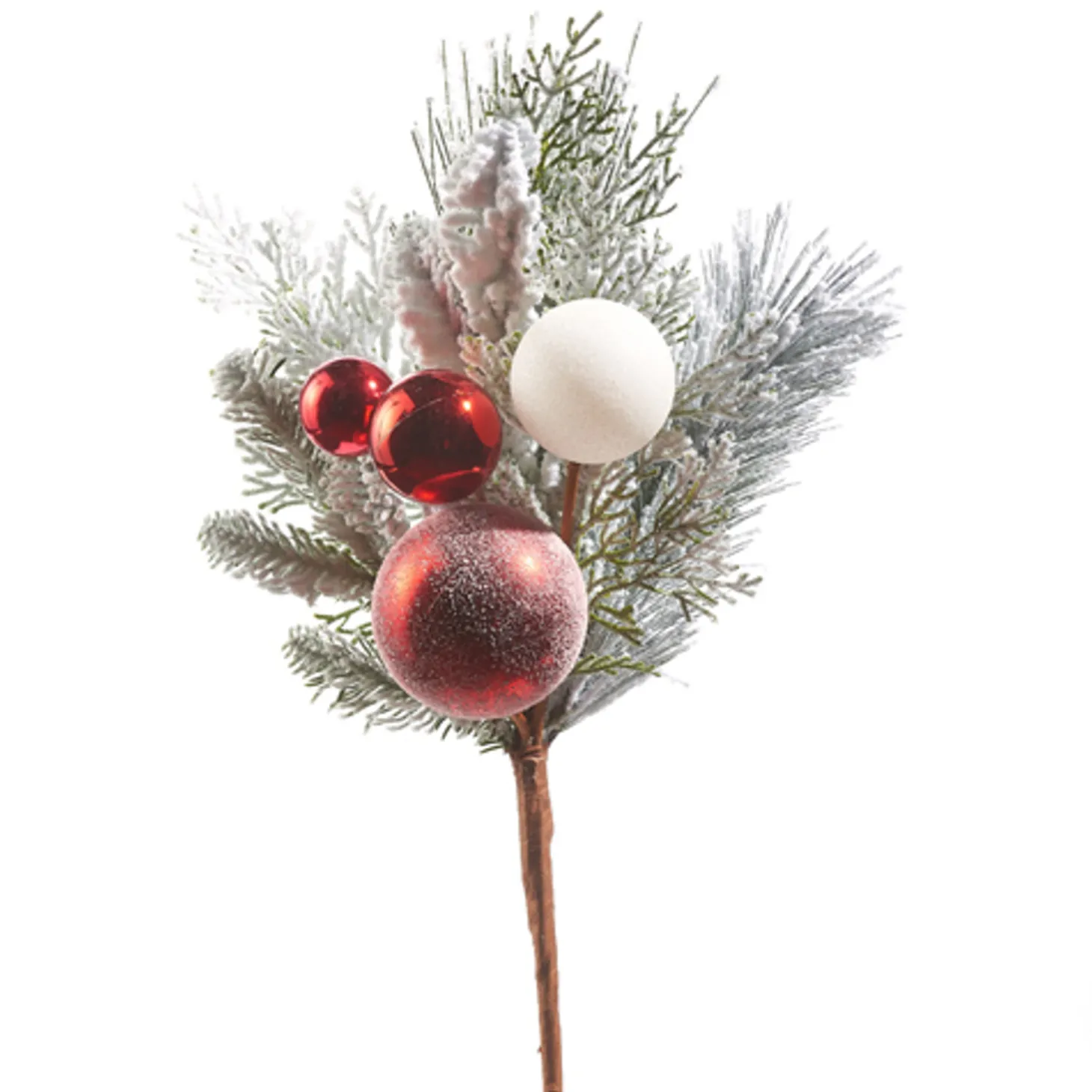 Raz 20" Mixed Greenery And Red And White Ornament Pick Christmas Tree Accessory F4309875