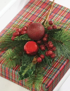 Raz 18.5" Mixed Greenery With Berries And Ornaments Christmas Tree Pick F4226019