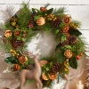 Raz 24" Mixed Magnolia Leaf And Orange Christmas Wreath W4302475