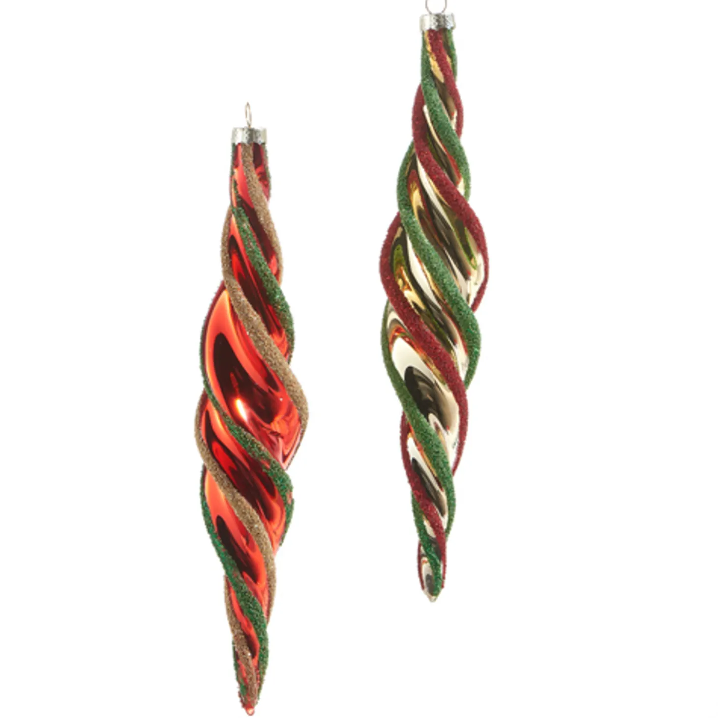 Raz 9.5" Multicolor Swirl Glass Christmas Ornament 4322847