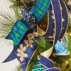 Raz 4" Navy Blue And Gold Holly Wired Christmas Ribbon R4427720