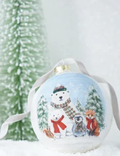 Raz 4.5" North Pole Friends Glass Ball Christmas Ornament 4224586