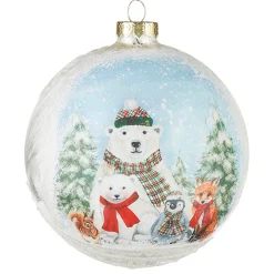 Raz 4.5" North Pole Friends Glass Ball Christmas Ornament 4224586