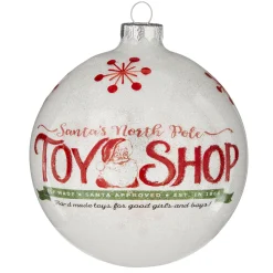 Raz 4.75" North Pole Toy Shop Glass Ball Christmas Ornament 4124529