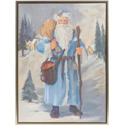 Raz 23.5" Old World Santa Textured Framed Wall Art Christmas Decoration 4357354