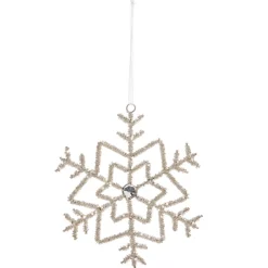 Raz 7" Or 8.5" Beaded Silver Snowflake Christmas Ornament