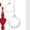 Raz 4" Or 5" Clear Diamond Cut Ball Glass Christmas Ornament
