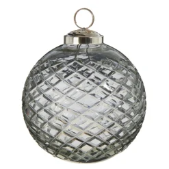 Raz 4" Or 5" Clear Diamond Cut Ball Glass Christmas Ornament