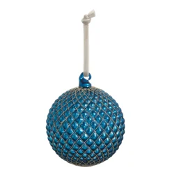 Raz 4" Or 6" Cobalt Blue Quilted Ball Glass Christmas Ornament
