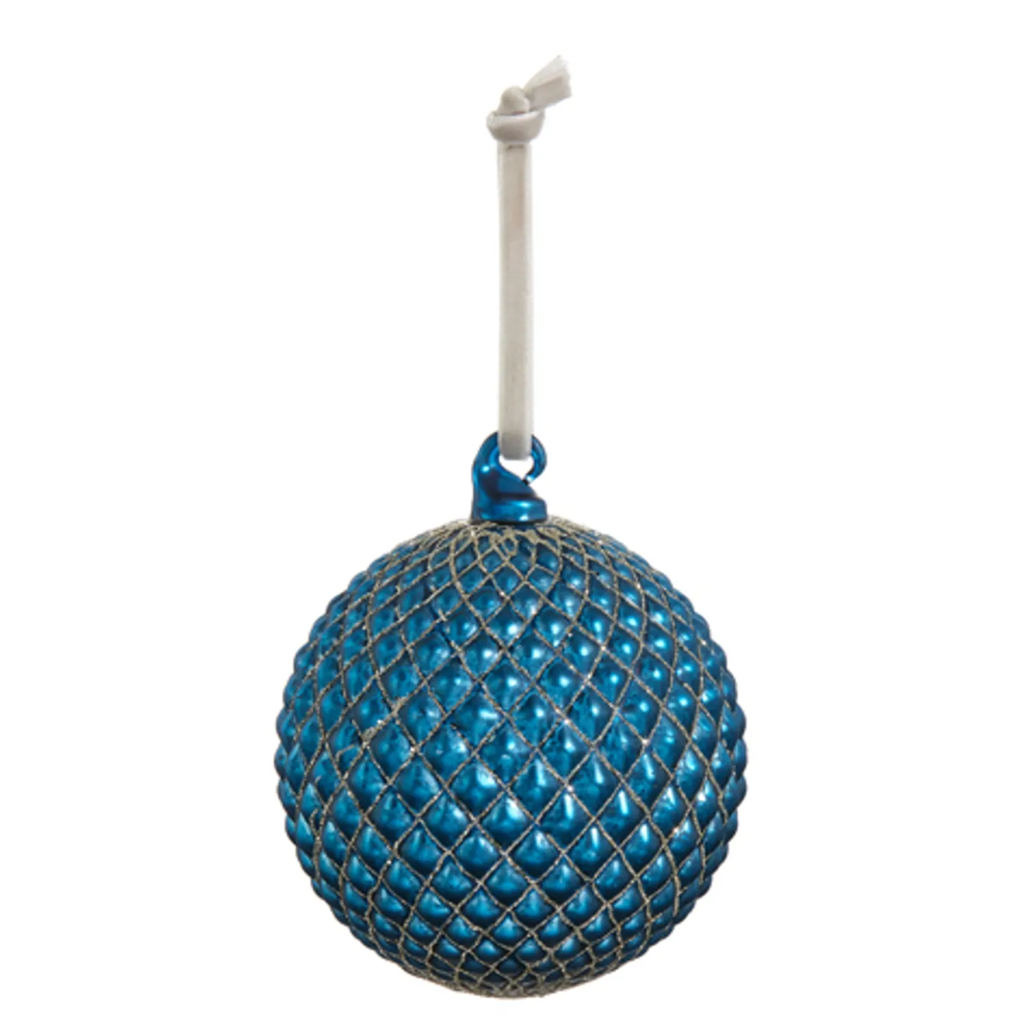 Raz 4" Or 6" Cobalt Blue Quilted Ball Glass Christmas Ornament