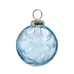 Raz 3" Or 4" Etched Blue Glass Ball Christmas Ornament