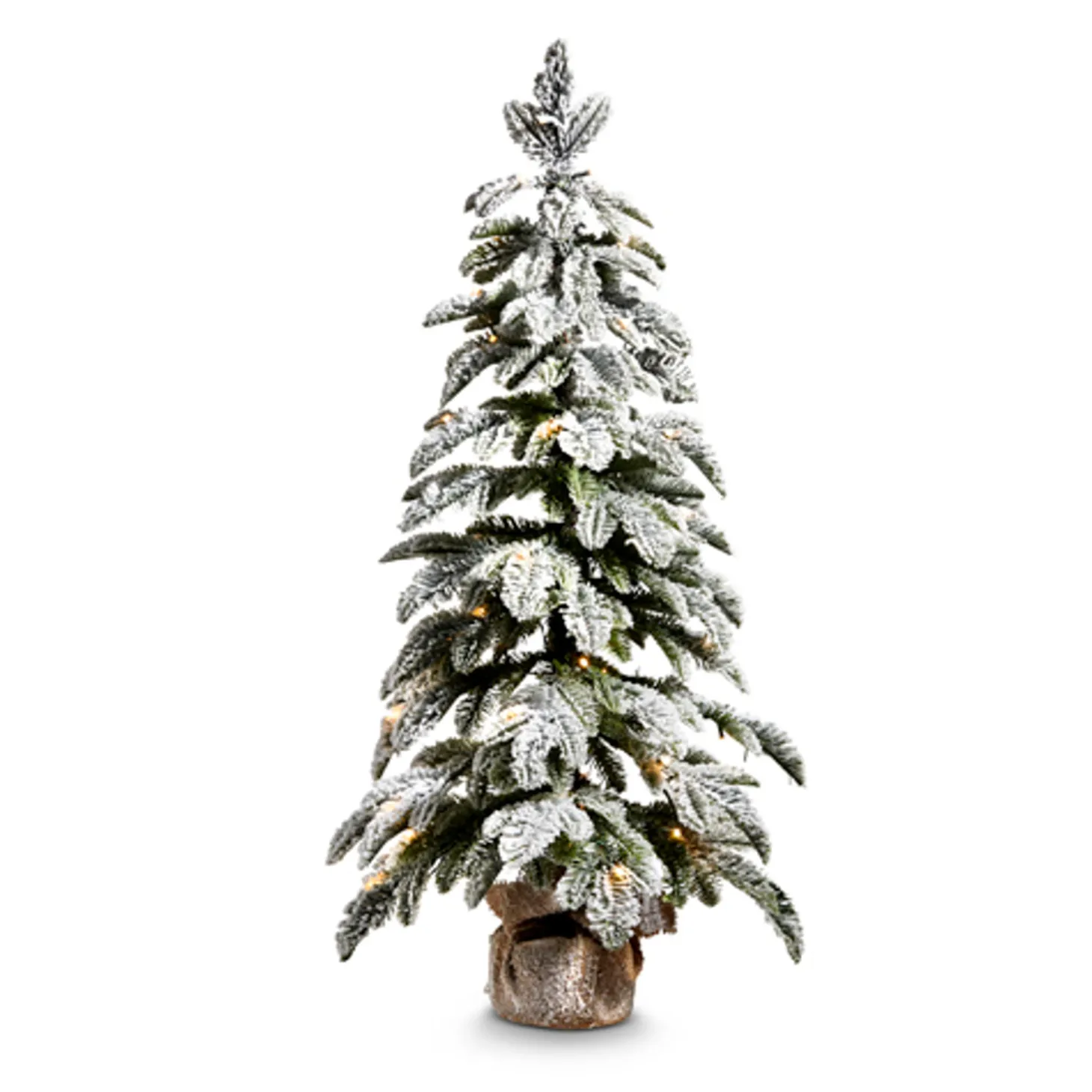 Raz 28" Or 36" Flocked Pine Christmas Tree In Bag With Battery Operated Warm White Lights