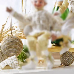 Raz 2.25" Or 3.75" Gold Rhinestone Christmas Ball Ornament