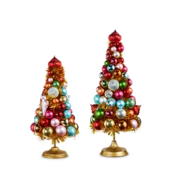 Raz 18" Or 21" Gold Tinsel And Multicolor Ornament Christmas Tree