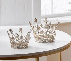 Raz 6.5" Or 7.5" Jeweled Antique Crown With Gold Glitter Christmas Decoration
