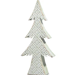 Raz 16.25" Or 22" Large Green And White Distressed Embossed Christmas Tree Decoration