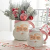 Raz 7.5" Or 8" Large Pink Santa Christmas Container Mug