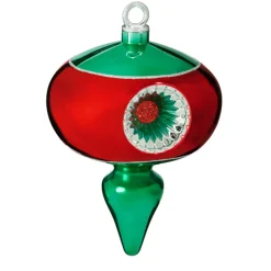 Raz 9.5" Or 12" Large Red And Green Reflector Finial Christmas Ornament
