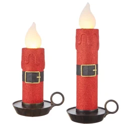 Raz 17.5" Or 22.5" Large Red Glittered Santa Belt Battery Operated Candle Christmas Decoration