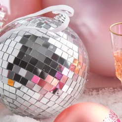 Raz 6" Or 8" Large Silver Disco Ball Christmas Ornament