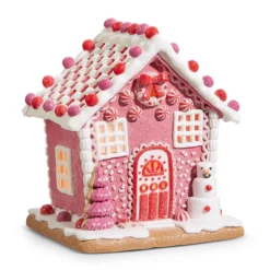 Raz 8.5" Or 11.5" Lighted Pink Gingerbread House