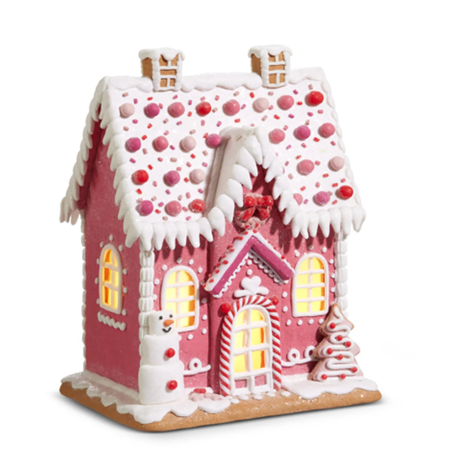 Raz 8.5" Or 11.5" Lighted Pink Gingerbread House