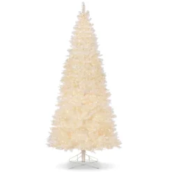 Raz 7.5' Or 9' O Tannenbaum Crystal Iridescent White Pine Christmas Tree With Cluster LED Lights