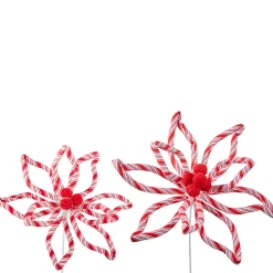 Raz 16.5" Or 24.5" Peppermint Floral Poinsettia Christmas Tree Pick