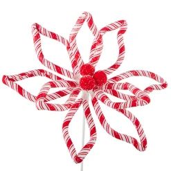 Raz 16.5" Or 24.5" Peppermint Floral Poinsettia Christmas Tree Pick