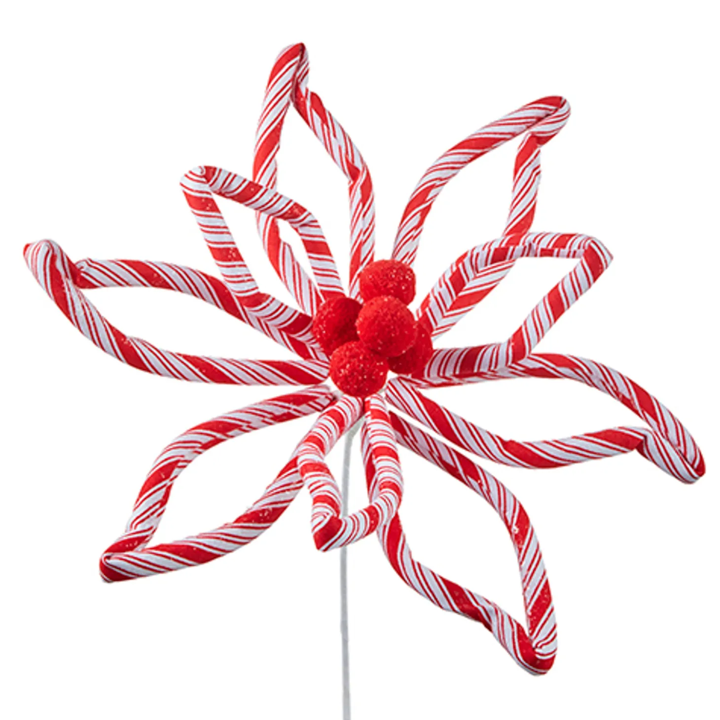 Raz 16.5" Or 24.5" Peppermint Floral Poinsettia Christmas Tree Pick