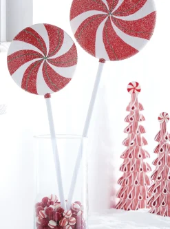 Raz 24" Or 30" Peppermint Lollipop Stem Christmas Tree Pick