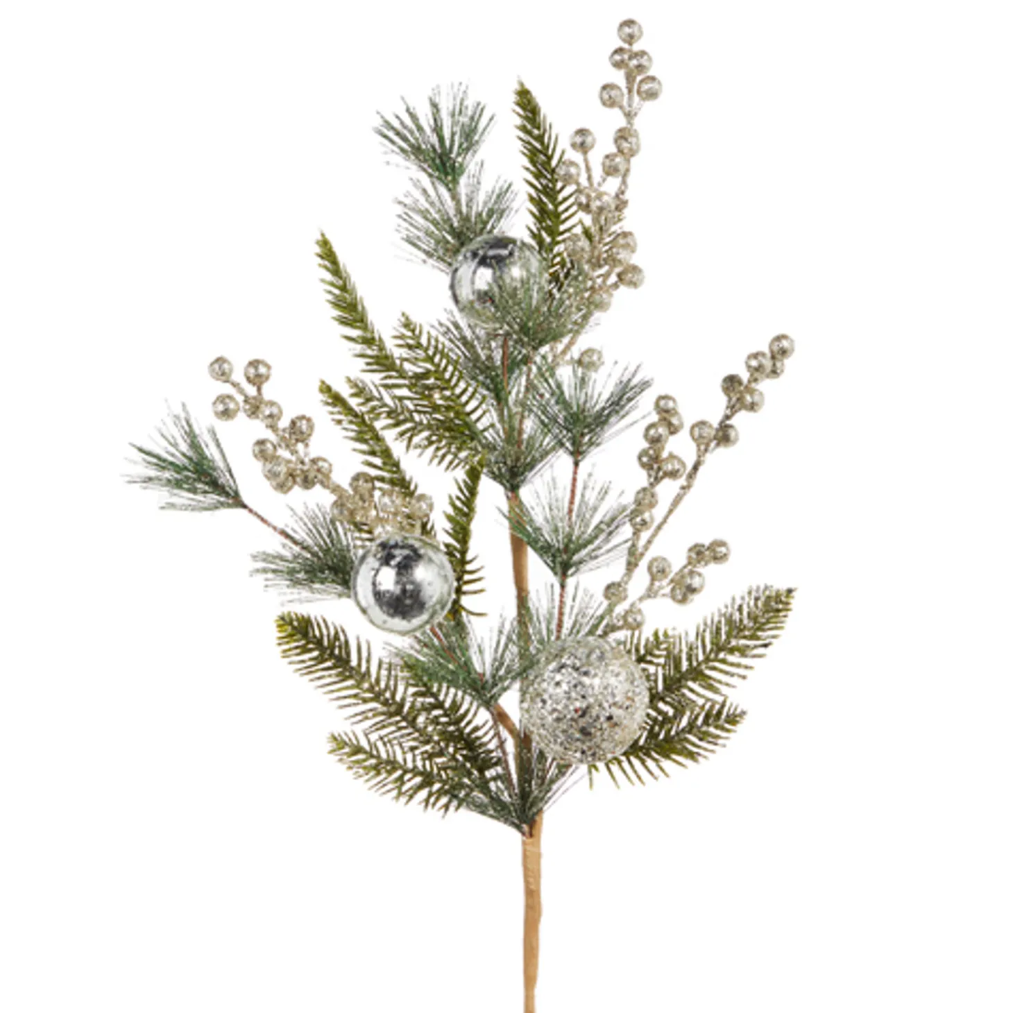 Raz 16" Or 27" Pine And Berry With Silver Ball Ornament Christmas Tree Spray