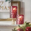 Raz 6.25" Or 8.5" Red Etched Christmas Container Or Candle Holder