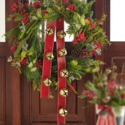 Raz 24" Or 32" Red Sleigh Bell Door Hanger Christmas Decoration