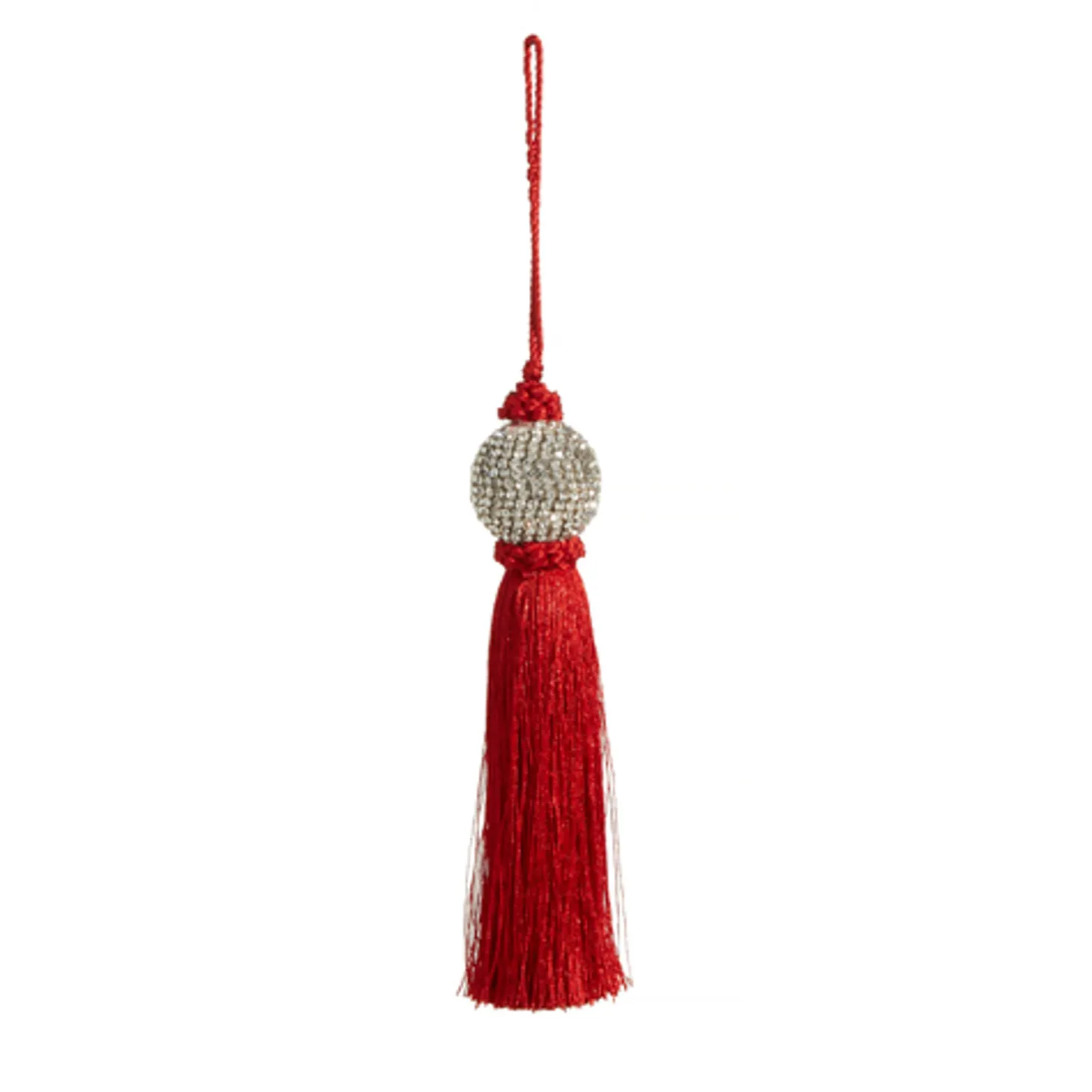 Raz 8" Or 10" Red Tassel And Jeweled Ball Christmas Ornament
