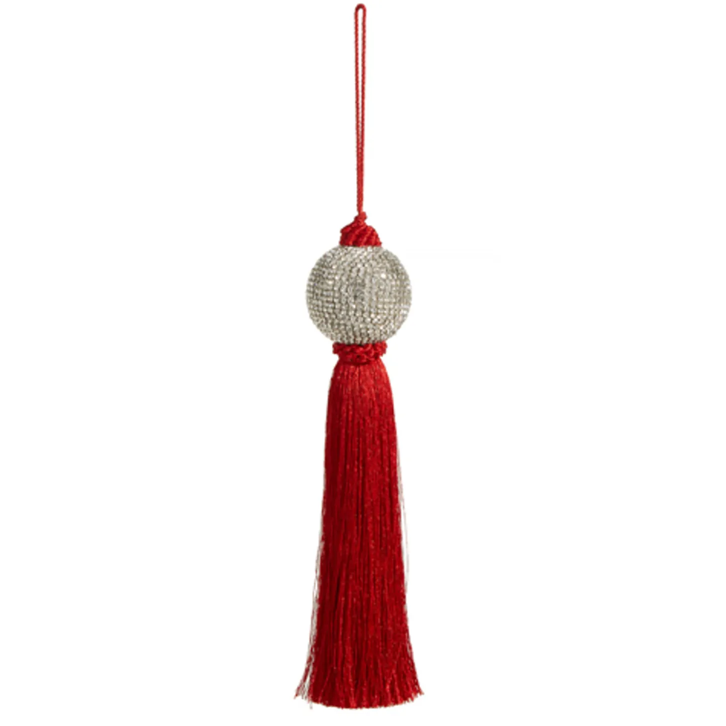Raz 8" Or 10" Red Tassel And Jeweled Ball Christmas Ornament