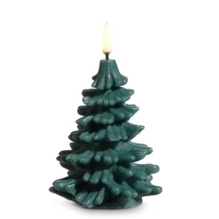 Raz 5.5" Or 7" Uyuni Pine Green Tree Round Battery Operated Candle With Lighted Flickering Wick