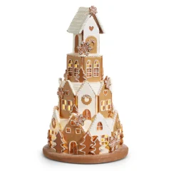Raz 8.5" Or 16" White Icing Lighted Round Christmas Gingerbread House Decoration