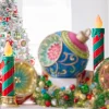 Raz 29" Or 38"Large Red And Green Striped Lighted Candle Christmas Decoration