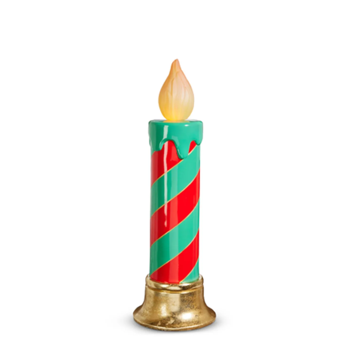 Raz 29" Or 38"Large Red And Green Striped Lighted Candle Christmas Decoration