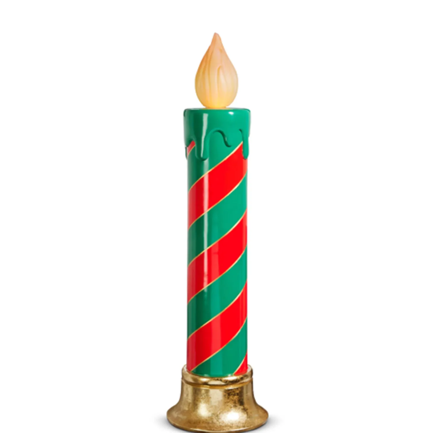 Raz 29" Or 38"Large Red And Green Striped Lighted Candle Christmas Decoration