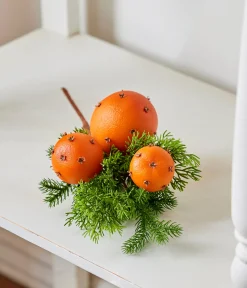 Raz 15" Orange Pomander And Cedar Pick Christmas Tree Spray F4202481