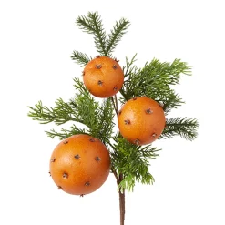 Raz 15" Orange Pomander And Cedar Pick Christmas Tree Spray F4202481